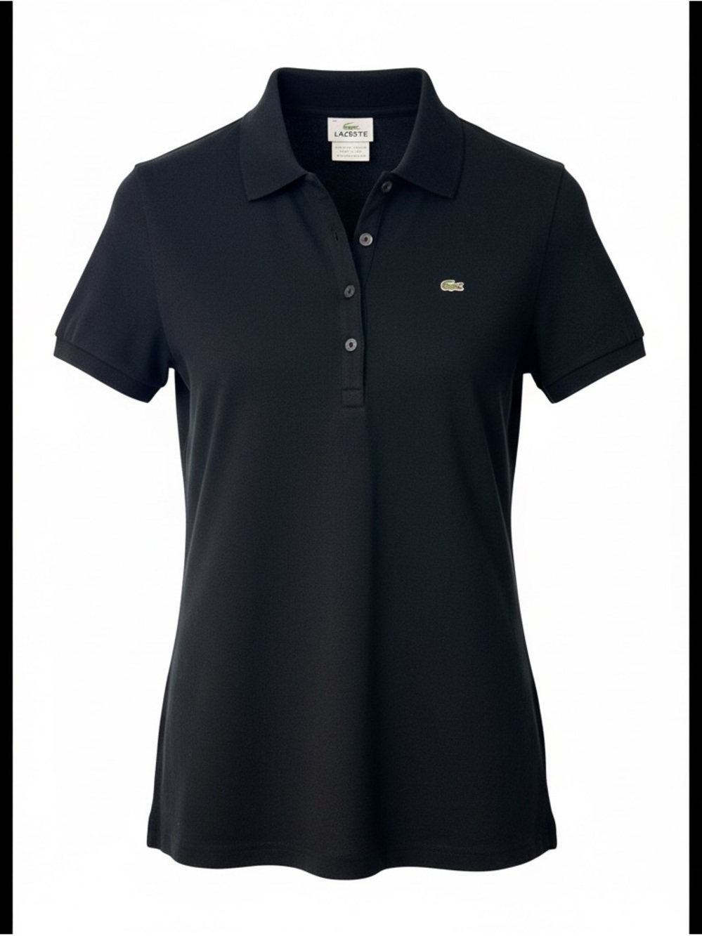 EUC! Lacoste Black Stretch Cotton Short Sleeve Polo Shirt Women’s Size 46